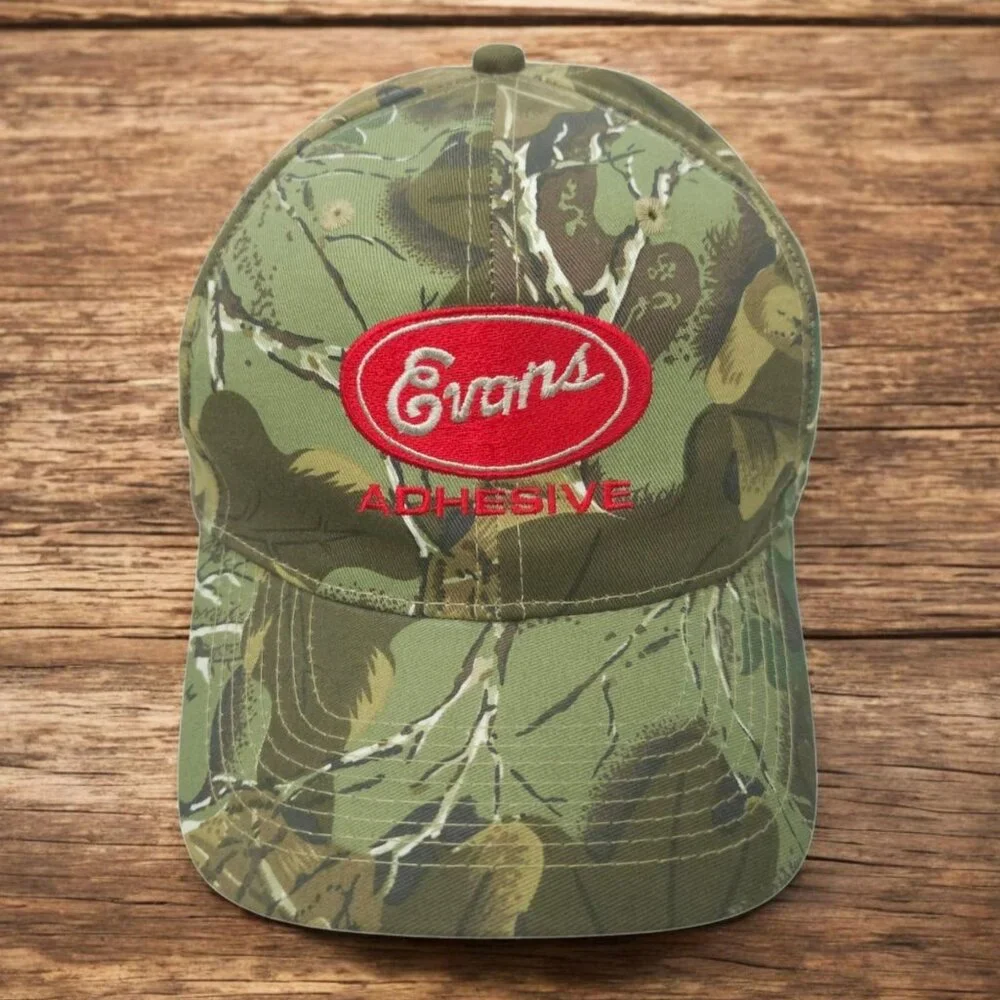 Otto Evans Adhesive Camo Snapback Cap Hat Trucker Baseball Logo Patch NWOT